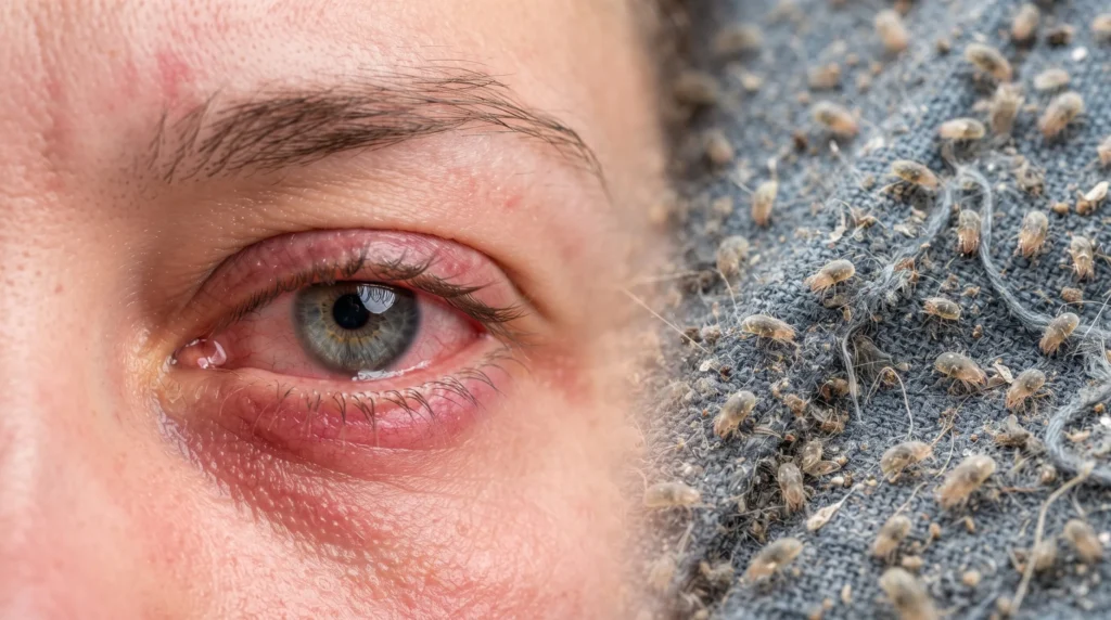 Ácaros del polvo, una causa común que exige un remedio casero para ardor en los ojos distinto